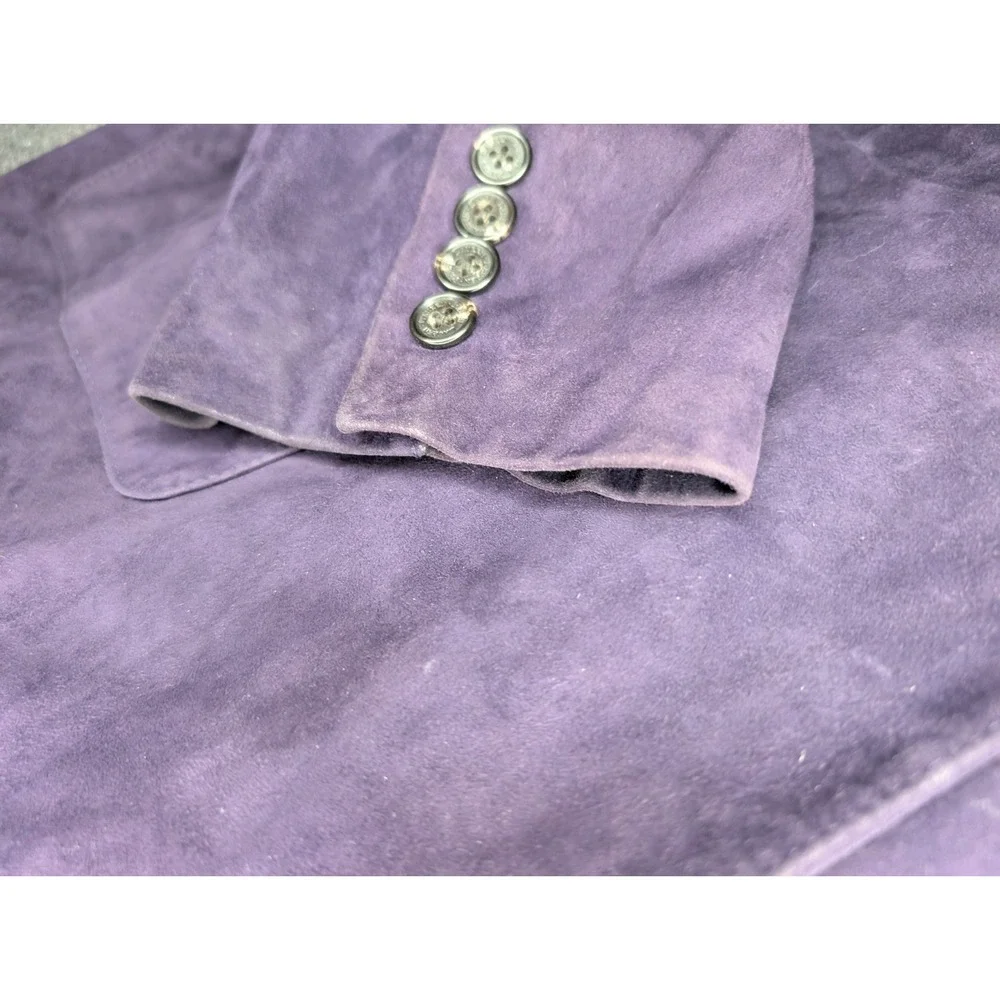 Lauren Ralph Lauren Womens LARGE Vintage Suede Leather Jacket 2‎ Button Purple